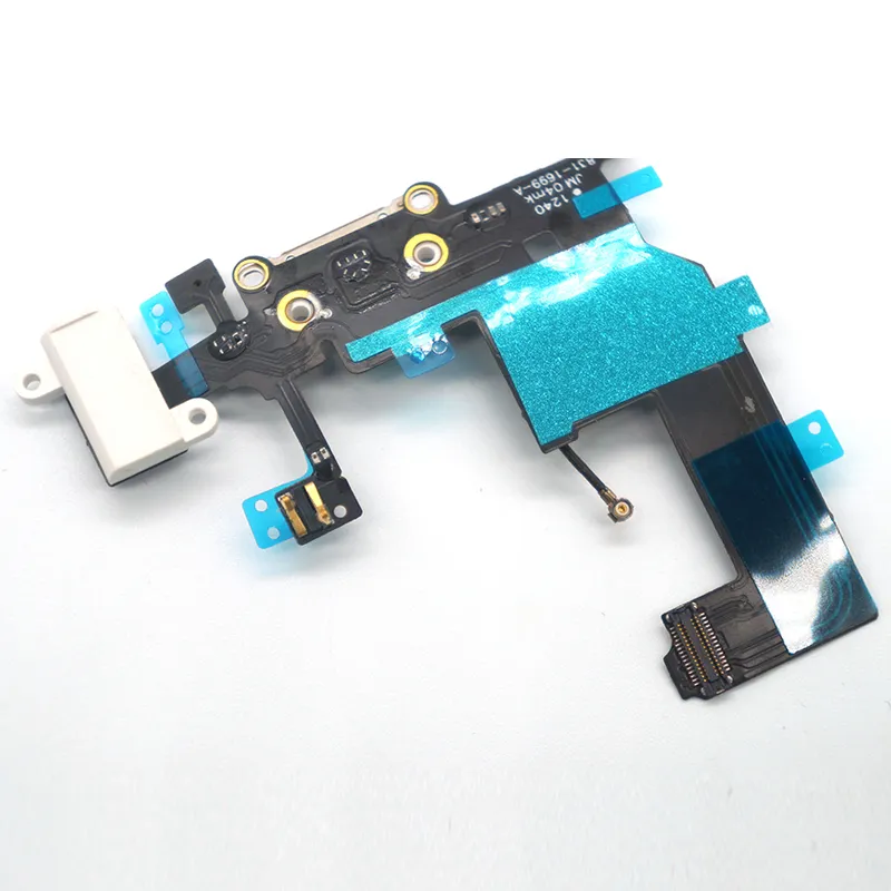 Para iphone 5 5g 5c 5s usb carregador de doca de carregamento de fone de ouvido porta de áudio flex cable parte substituição branco preto cor pode misturar a ordem