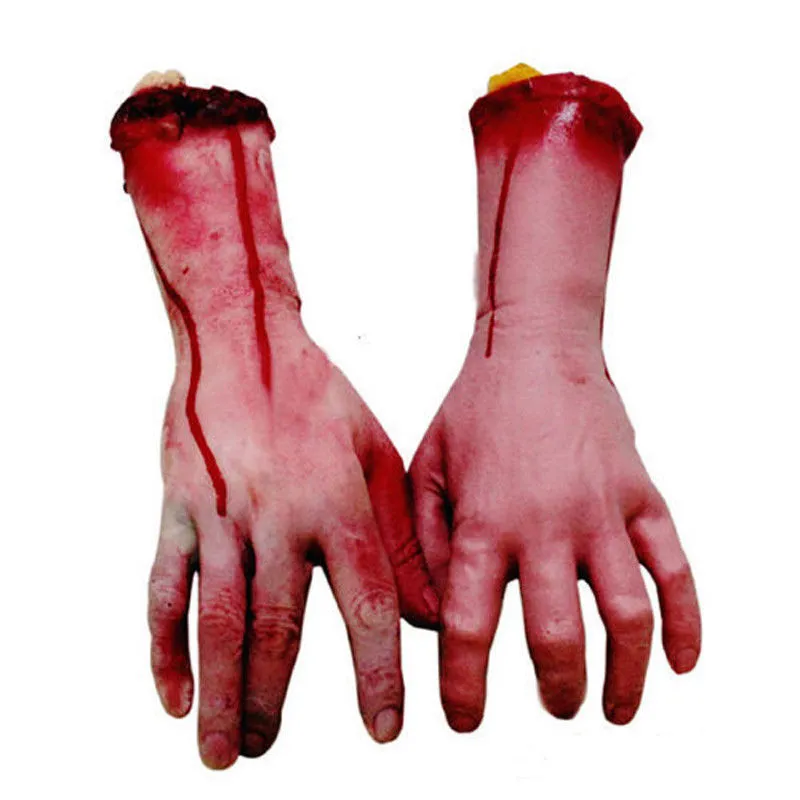 Mani sanguinanti del terrore di Halloween Puntelli dell'orrore di Halloween Decorazione della festa della casa stregata a mano Puntelli del primo giorno MOQ: 2 pezzi