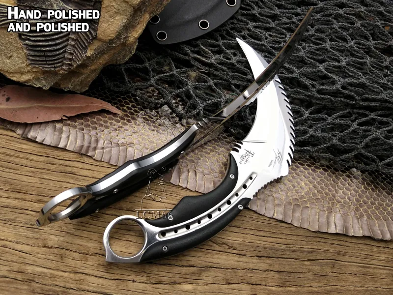 LCM66 Mirror light scorpion claw knife Todd Begg outdoor camping jungle survival battle karambit Fixed blade hunting knives self defense