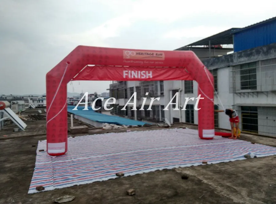 Full print inflatable Racing arch with removable Start & finish line Banner for Ancient Architectural Buildings Culture advertising