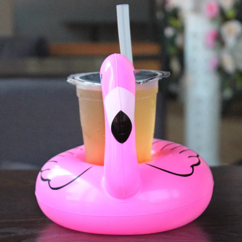 2017 PVC Inflatable Drink Cup Holder White Unicorn Beverage Holders Pegasus Floating Glass Inflatable Pool Toy Beach Stand