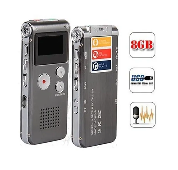 Portable LCD Screen Mini digital voice recorder 8GB Digital Voice Recorder Telephone Audio Recorder MP3 Player Dictaphone With Retail Box