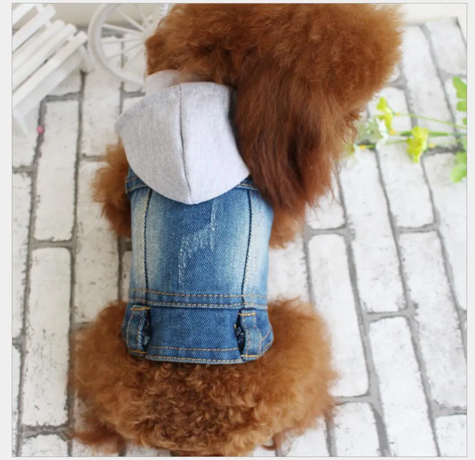 Ropa al por mayor para perros chaqueta de chaleco para perros de mezclilla gato de cachorro mascota jeans ropa de perro para peluche caniche chihuahua cachorro perros