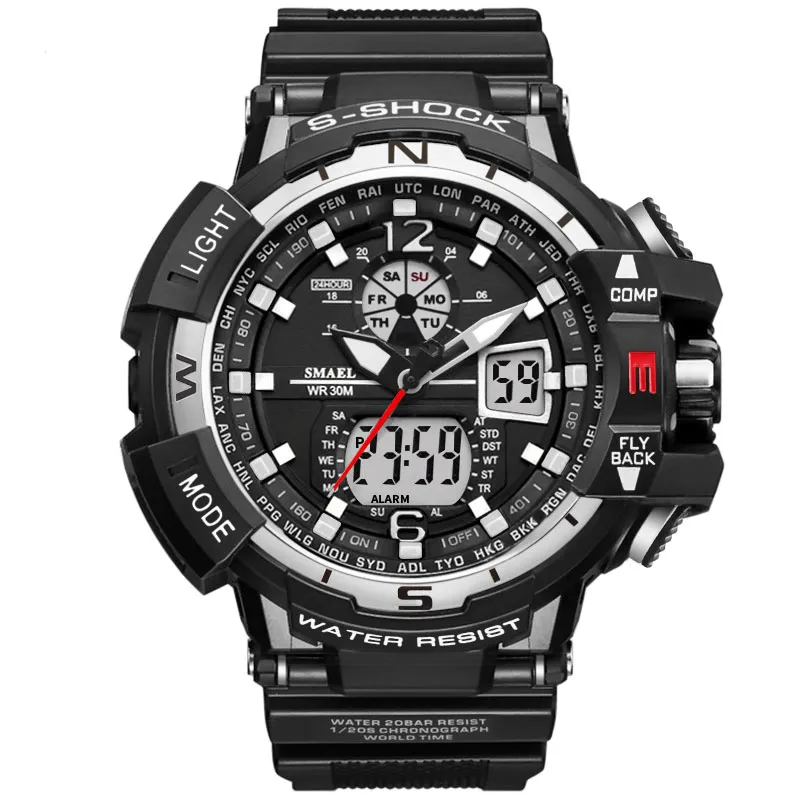 New Brand Smael Watch Dual Time Big Dial Men Sports Watches S