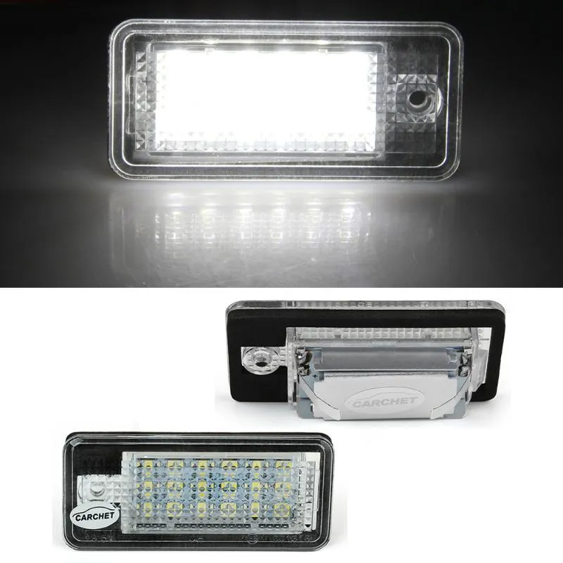 CARCHET 2 White 18 LED 3528 SMD License Plate Lights Lamps Bulbs for AUDI A3 8P A6 4F A4 B6 Q7 TDI