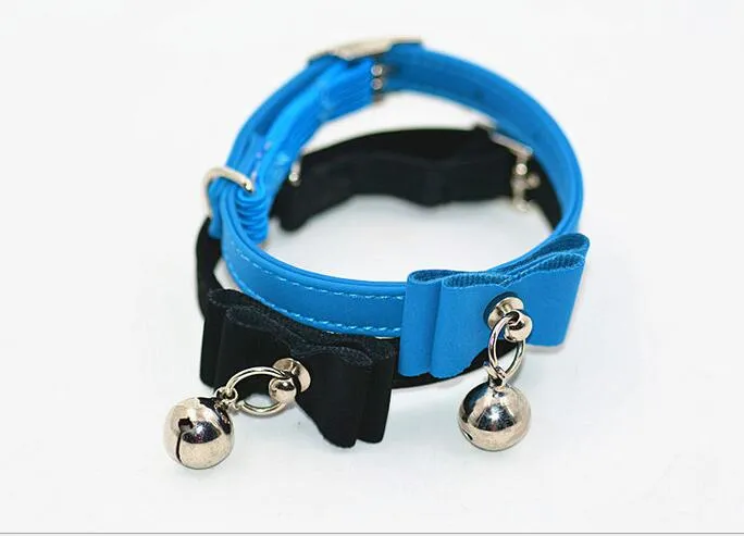 Collar Para Gato De Terciopelo Con Campana Y Pajarita (2 Unidades) | Ajustable, Cierre De Seguridad - Ideal Para Gatitos, Cachorros Pequeños
