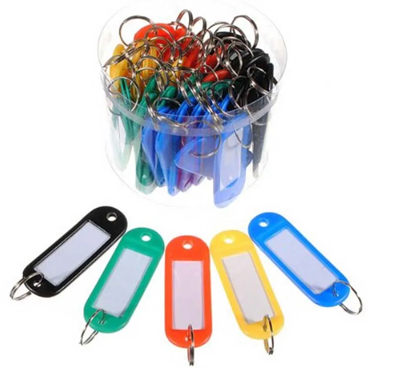 60PCS Porte Clés Etiquette Plastique Avec Fenêtre - Anneau Fendu Pour Clés, Valises, Animaux (6 Couleurs)