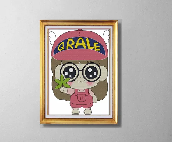 ARALE Sevimli Kız karikatür, DIY el yapımı Çapraz Dikiş Iğne Nakış kitleri, tuval üzerinde baskılı Sayılan DMC 14CT 11CT