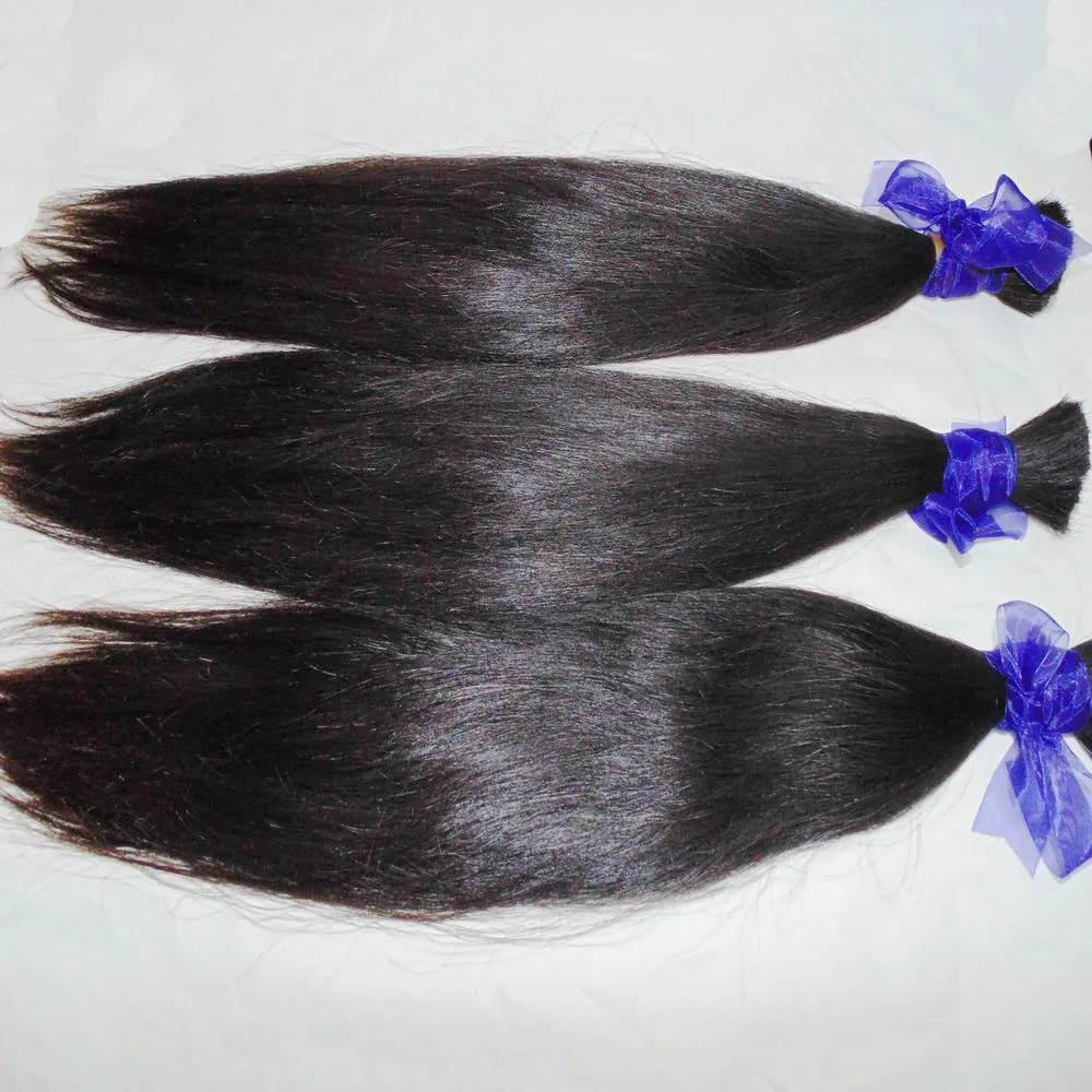 Blabla Kiss Weave Virgin Brazilian Straight Bulk Human Hair for Braiding Crochet 3 bundles deals can be curled 8A