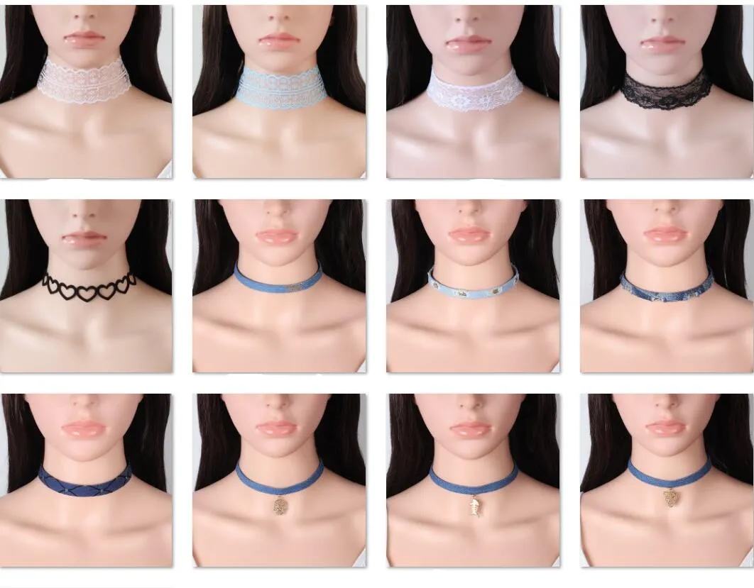 47 stijlen hot choker verklaring kettingen 2017 harajuku persoonlijkheid modellen multilayer kant mode kettingen chokers fabrieksprijs