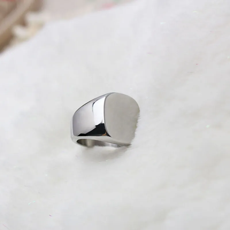 Bulk Ganzes Gravel Polished Plain Custom Design Silber Titan aus Edelstahl Schmuck Customized Signet Ring Band289f