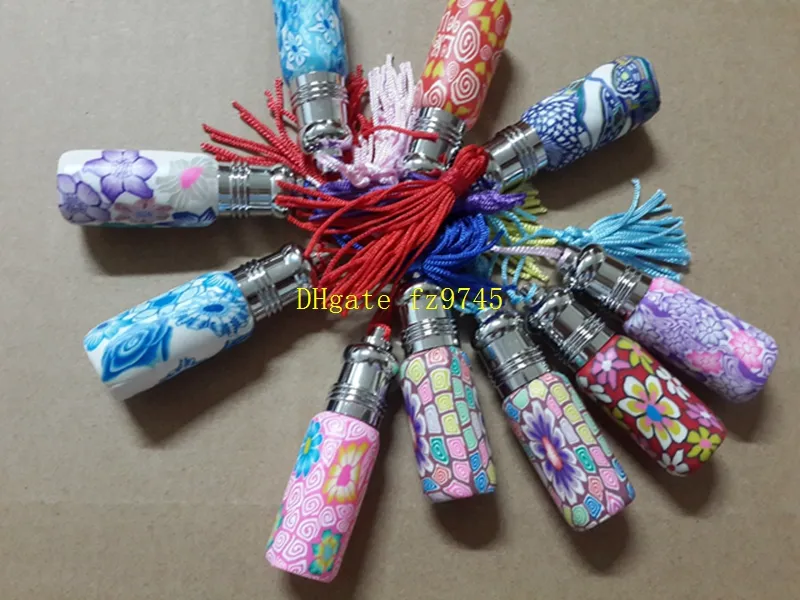 10 stks / partij Lege parfum navulbare flessen glasrol op roller bal polymeer klei fles met cap 6ml