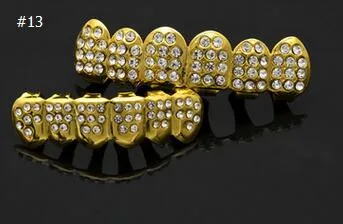14 Styles REAL SHINY REAL GOLD PLACTING Top Bottom GRILLZ Bling Mouth Teeth Caps Hip Hop Grills