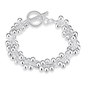 Partihandel - Retail Lägsta pris Julklapp, Gratis frakt, Ny 925 Silver Fashion Bracelety B019