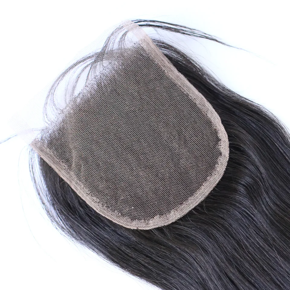 Peruvian Virgin Hair Straight 4x4 Lace Closure Middle part Natural Color Can be Dyed8396572