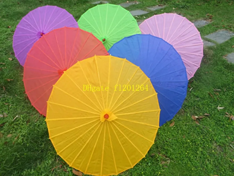 100 stks/partij Gratis verzending Kleine grote Chinese kleurrijke Paraplu China traditionele dans kleur parasol Japanse zijde rekwisieten