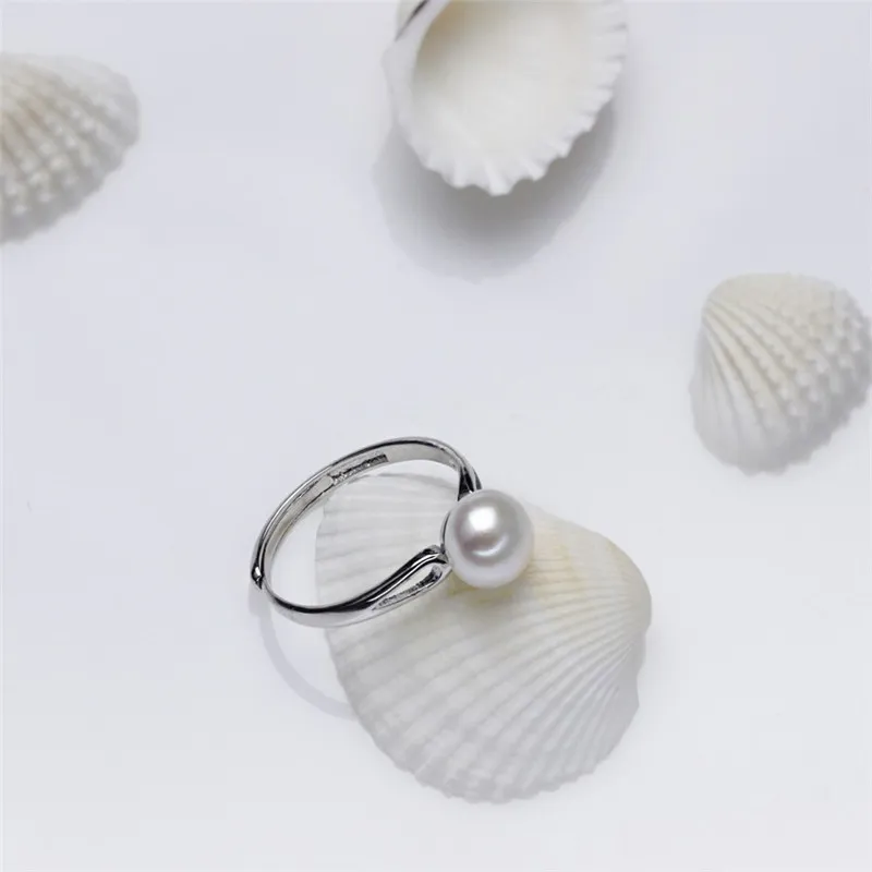 Anello di perle d'acqua dolce naturale Anello in vera perla coltivata genuino Anello in argento 925 con perle le donne Festa di nozze