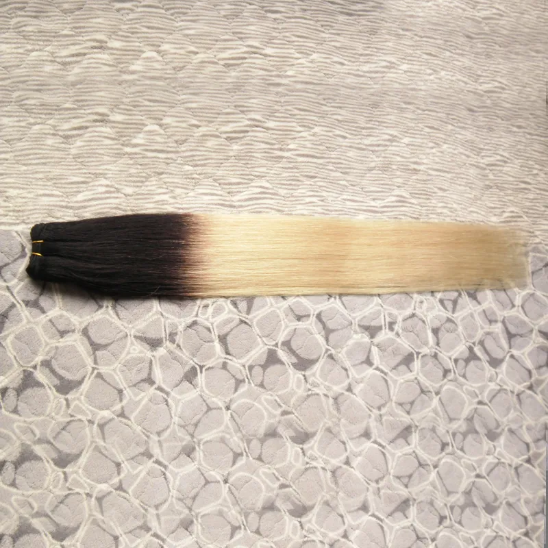 Blond brasilianskt hår vävbuntar T1b / 613 Ombre Weave Hair 100g Obehandlat Virgin Brasilianskt hår vävbuntar 1 st