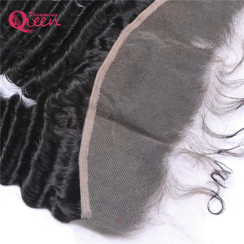 Brazilian Deep Wave Lace Frontal Closure Brazilian Virgin Human Hair Pre-plucked Middle Free Three Part 13x4 Size Hair Closure 