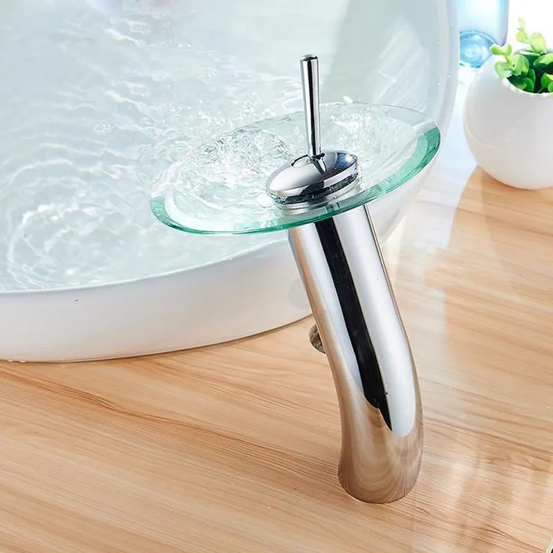 2017 new Bathroom Sink Faucets Bathroom round glass faucet waterfall basin mixer Cold and Hot Sink faucet 