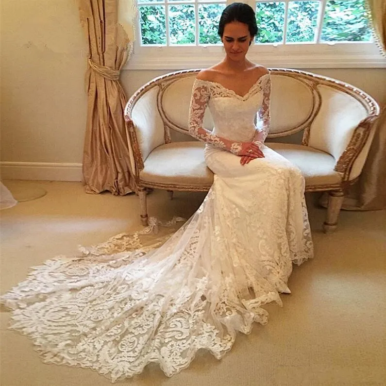 Elegent Mermaid Wedding Dresses 2017 New Sexy Lace Appliques V Neck Cap Sleeves Plus Size Court Train Custom Wedding Dress Bridal Gowns