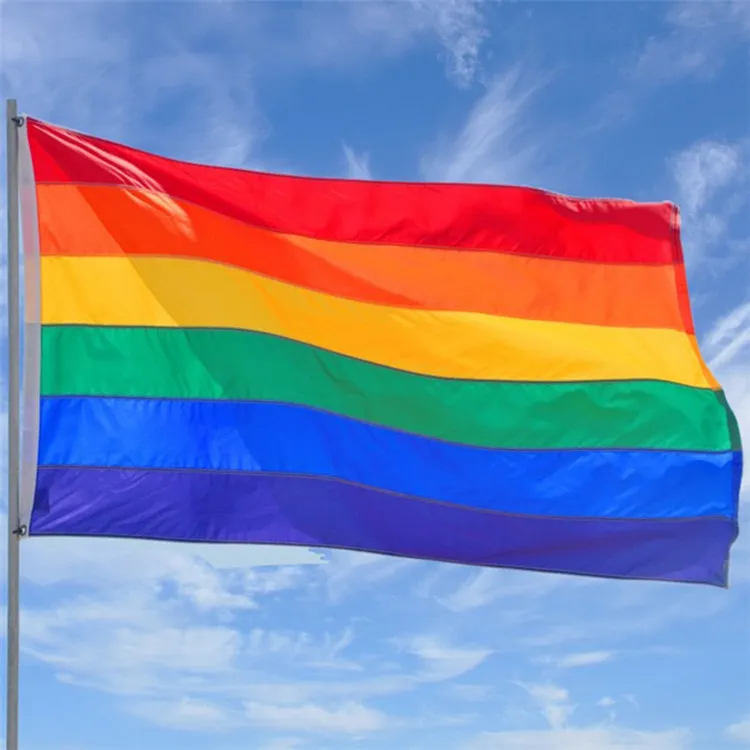 Rainbow Flag 3x5FT 90x150cm Lesbian Gay Pride Polyester LGBT Flag Banner Polyester Colorful Rainbow Flag For Decoration 3 X 5FT