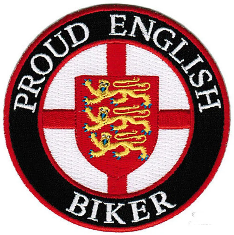 Hot Sale! PROUD ENGLISH Biker Embroidered Patch Iron Sew on T-shit Jacket Bag Hat Cap High Quality Patches