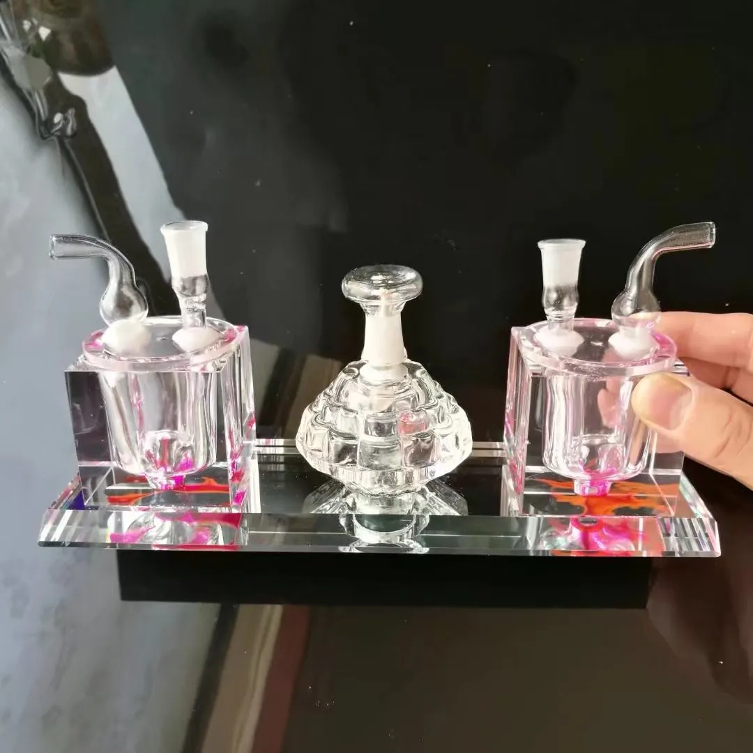 wholesalers new Double pot colored glass hookah / glass bong, with a kerosene lamp, the color random delivery