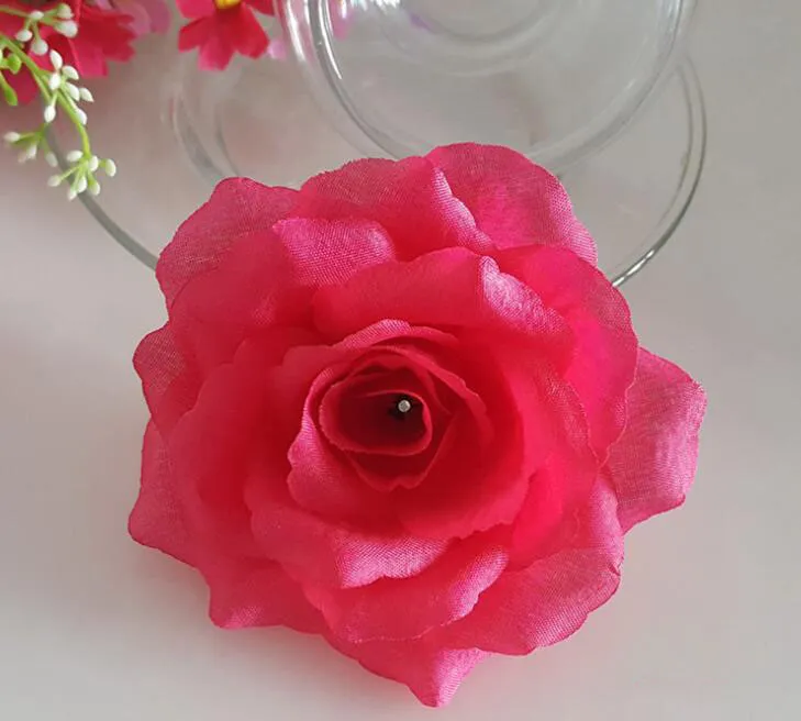 10 cm i Tessuto artificiale rosa di seta testa di fiore decorazione fai da te vite arco di nozze fiore accessorio da parete G618