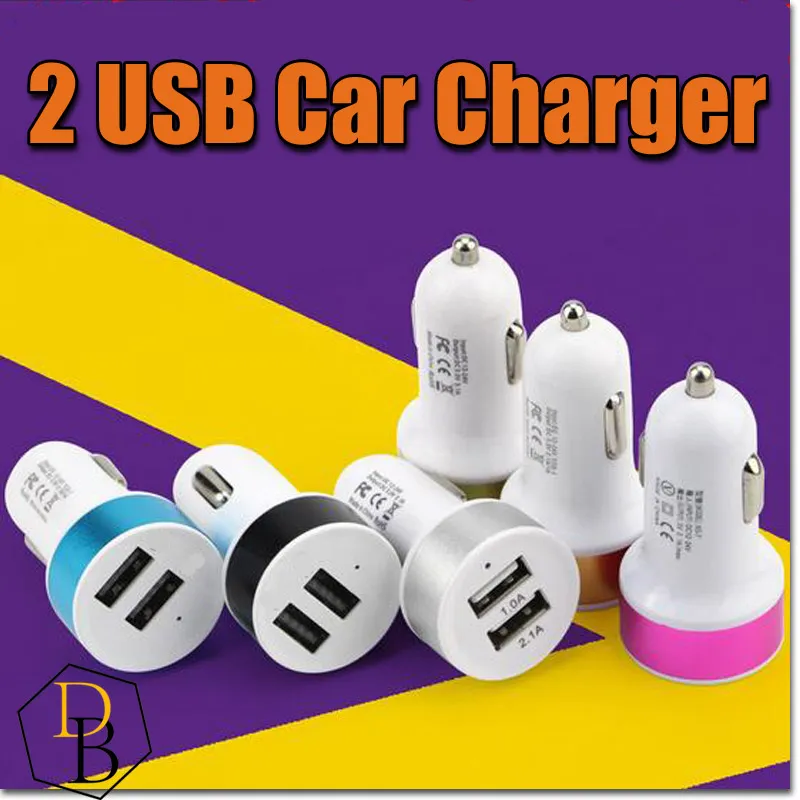 Chargeur de voiture universel charge Double USB cercle de placage coloré 5V 2A chargeurs de voiture de haute qualité pour Iphone7 Samung s7 S8 livraison gratuite