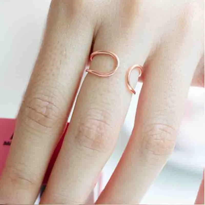 Everfast Wholesale Fashion Letter U Line Shaped Simple Cute Rings For Women Girl Can Mix Color EFR045