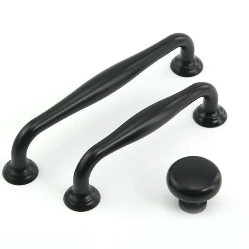 96mm 128mm modern simple black furniture handles drawer cabinet knobs pulls 5" 3.75" antique black dresser door handle