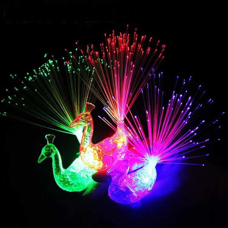 Hot sell Creative Luminous ring toy flash peacock shape Finger lamp Luminous toy children toys IA892