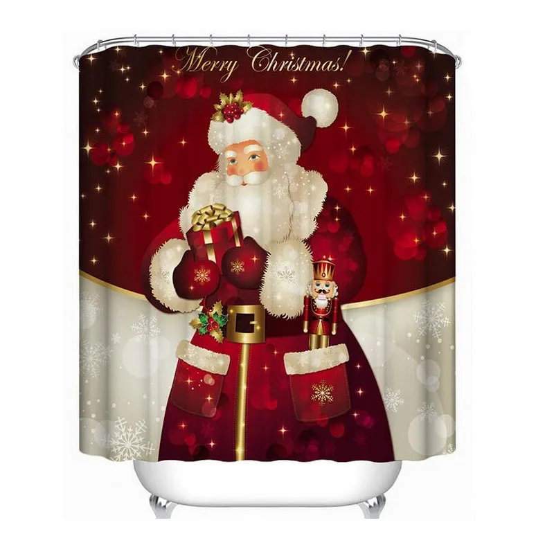 Noel ağacı kardan adam Noel Baba tasarım polyester kumaş su geçirmez banyo duş perdeleri 12 kanca ile 165 * 180 cm ZA3893