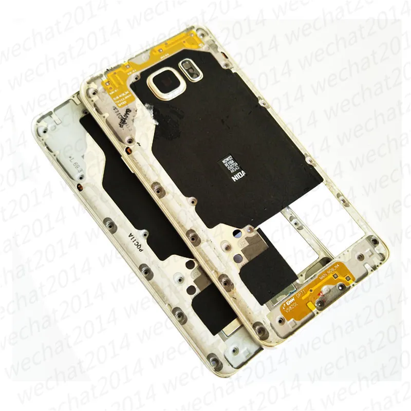 OEM Metal Middle Bezel Frame Case for Samsung Galaxy Note 5 N920A N920P Single Card Housing with Camera Glass Side Button