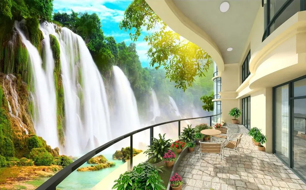 HD Waterfall Landscape TV Wall mural 3d wallpaper 3d wall papers for tv backdrop