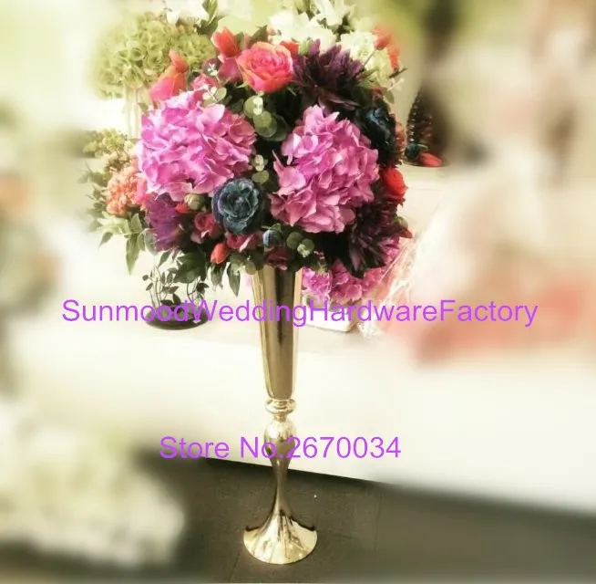 decoration flower arrangement stands& Best-selling gold iron Wedding flower stand Centerpiece Vase