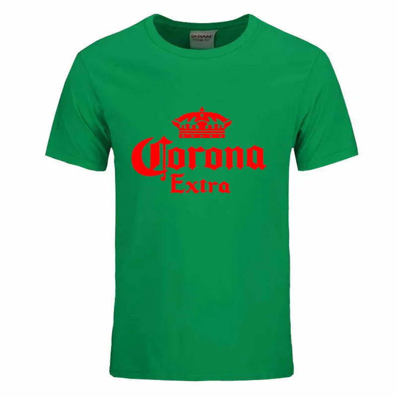 Moda cerveja corona extra banda impressão camiseta masculina de fitness verão algodão manga curta crossfit tshirts DIY-0060D287x