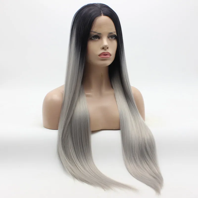 Extra Long Dark Root Grey Ombre Wig: Premium Quality  display picture 1
