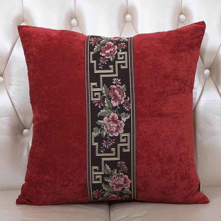 Elegant Patchwork Lace Cushion Pillow Cover 24 inch 20 inch 17 inch High End Back Cushion Europe American Style Velvet Lumbar PillowCase