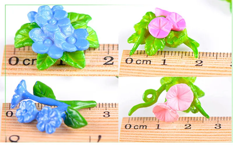 10 peças simulação colorida flores paisagismo decoração jardim de fadas miniaturas terrário estatueta acessórios para casa topper de cupcake3217746