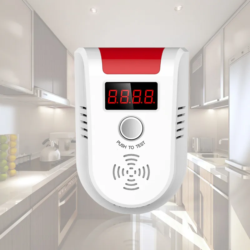LED Digital Display Gas LPG Hushållsläckage Detektor Monitor Voice Alarm Sensor GD13