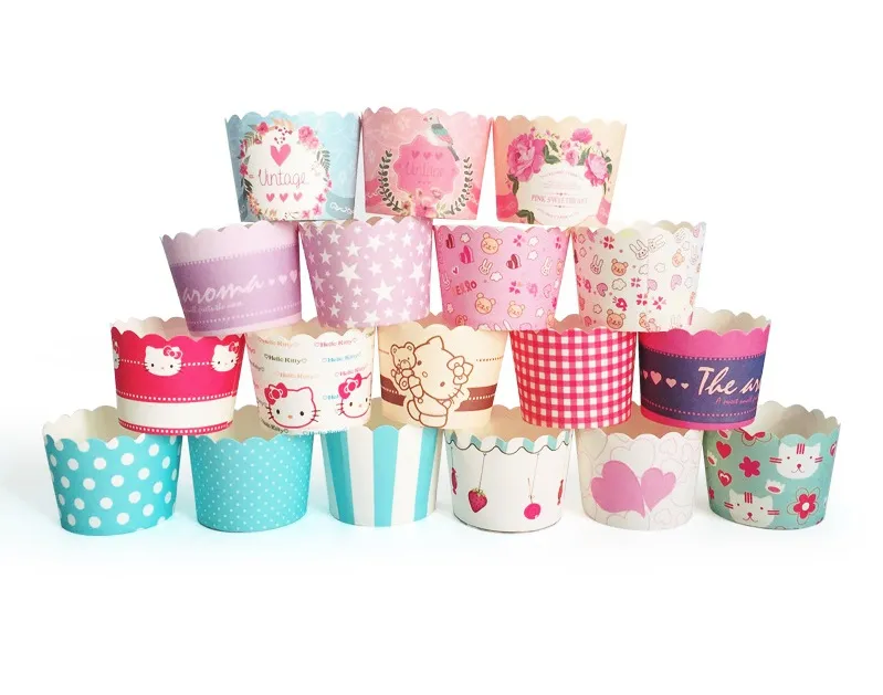 Mini Paper Cupcake Baking Cups Muffin Cake cups Food grade wit karton bakvormpjes op hoge temperatuur 50 Pack