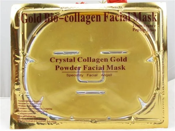 Ucuz toptan Altın Biyo-Kolajen Yüz Maskesi Yüz Maskesi Kristal Altın Tozu Kollajen Yüz Maskesi Nemlendirici Anti-aging 24 k Altın Maskeleri