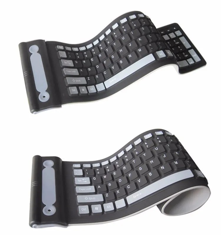 Teclado macio de silicone portátil 2.4G sem fio 107 teclas Teclado dobrável flexível à prova d'água Teclado de borracha de bolso para PC laptops