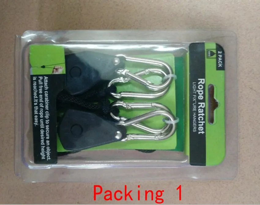 1 pacote 2 pedaços de 18 corda Ratchet hanger lumin