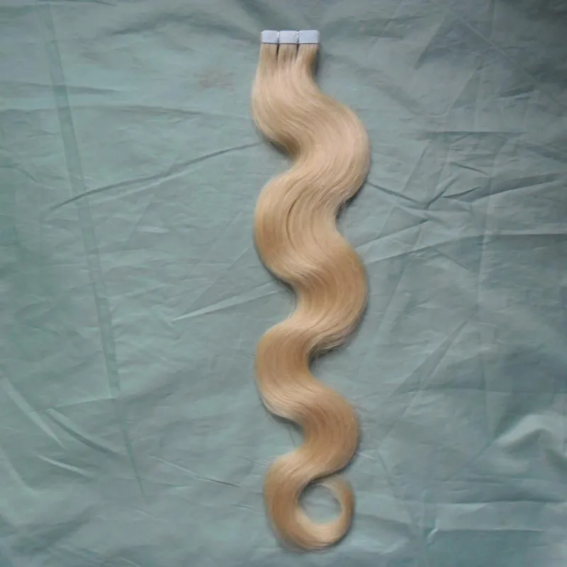 613 Bleach Blonde Menselijk Haar Tape Menselijk Haarverlenging Body Wave Dubbelzijdige Tape Huid inslag Hair Extensions 100G