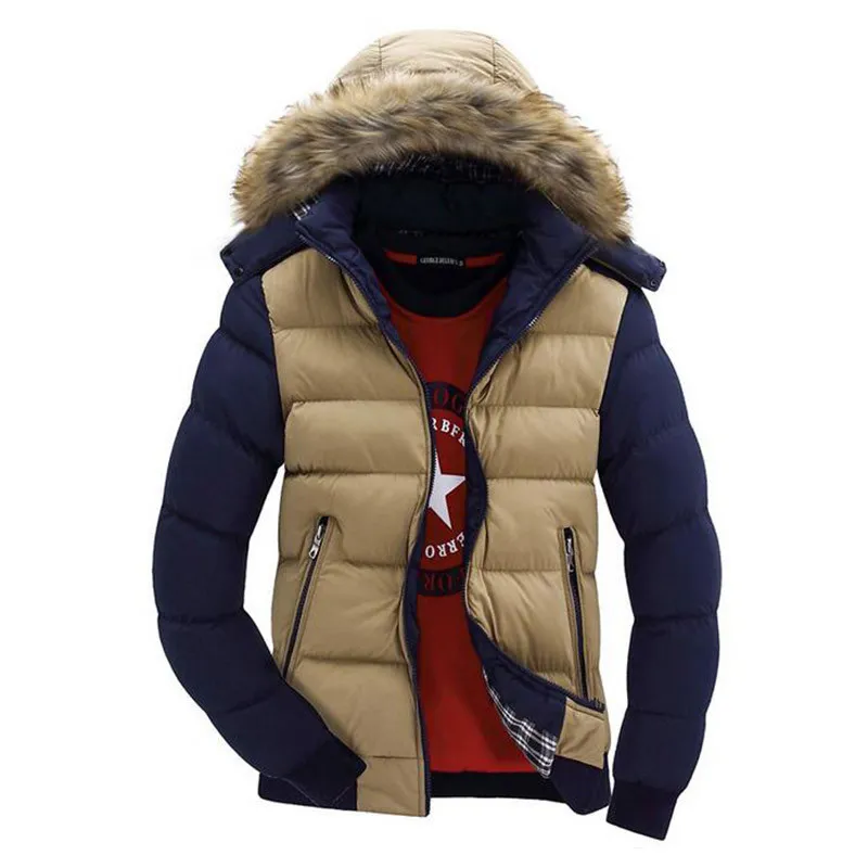 도매 - 패션 망 모피 후드 아래로 파카 슬림 맞는 남성 크기 M-XXXL 캐주얼 복어 코트를위한 두꺼운 따뜻한 겨울 자켓 Q2558 /