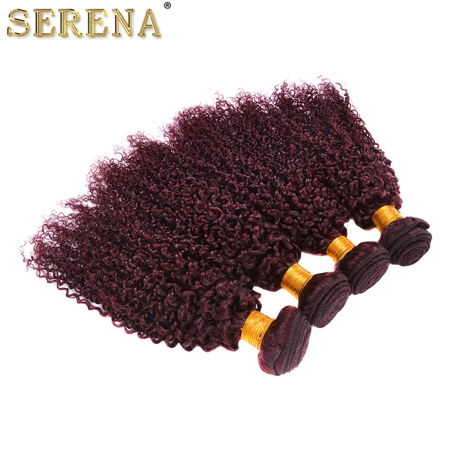 Queens Saç Kırmızı Şarap Saçları Dokuma 99J Burgundy Kinky Kıvırcık İnsan Kılları Atkı Bundles Jerry Curl Bakire Saç Uzantıları Monogolian KIN5368819