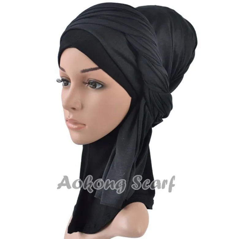 maxi bufanda jersey hijab 85 * 180 cm mujer modal jersey bufanda musulmana cabeza larga envuelve sólido hijab robó diademas de alta calidad S522